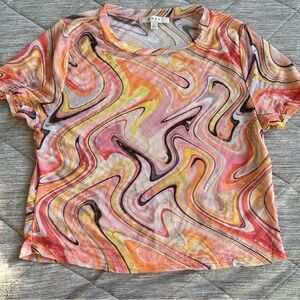 gaze Mesh Marble Print Crop Top